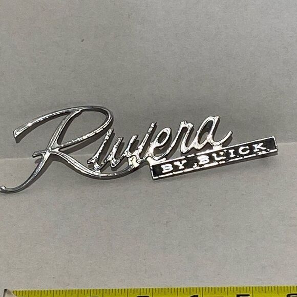Riviera By Buick Draw CC Chrome Trunk Script Deck Lid Emblem Badge 1971-1972 - Picture 1 of 7
